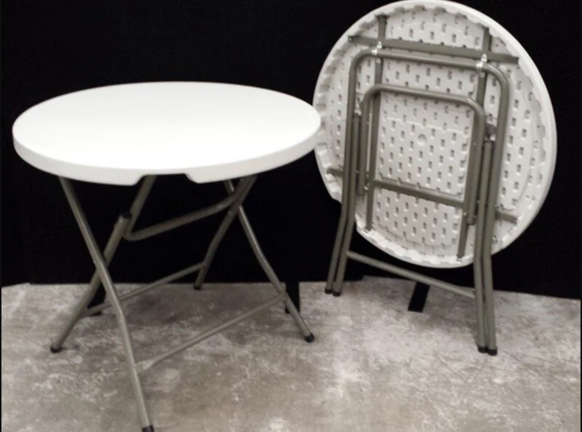 Sulankstomas Apvalus stalas, 80x74 cm, baltas